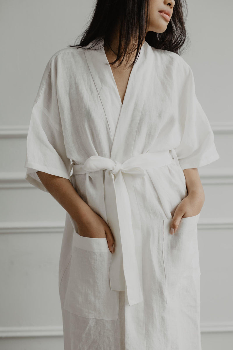 AmourLinen Linen bathrobe Midnight