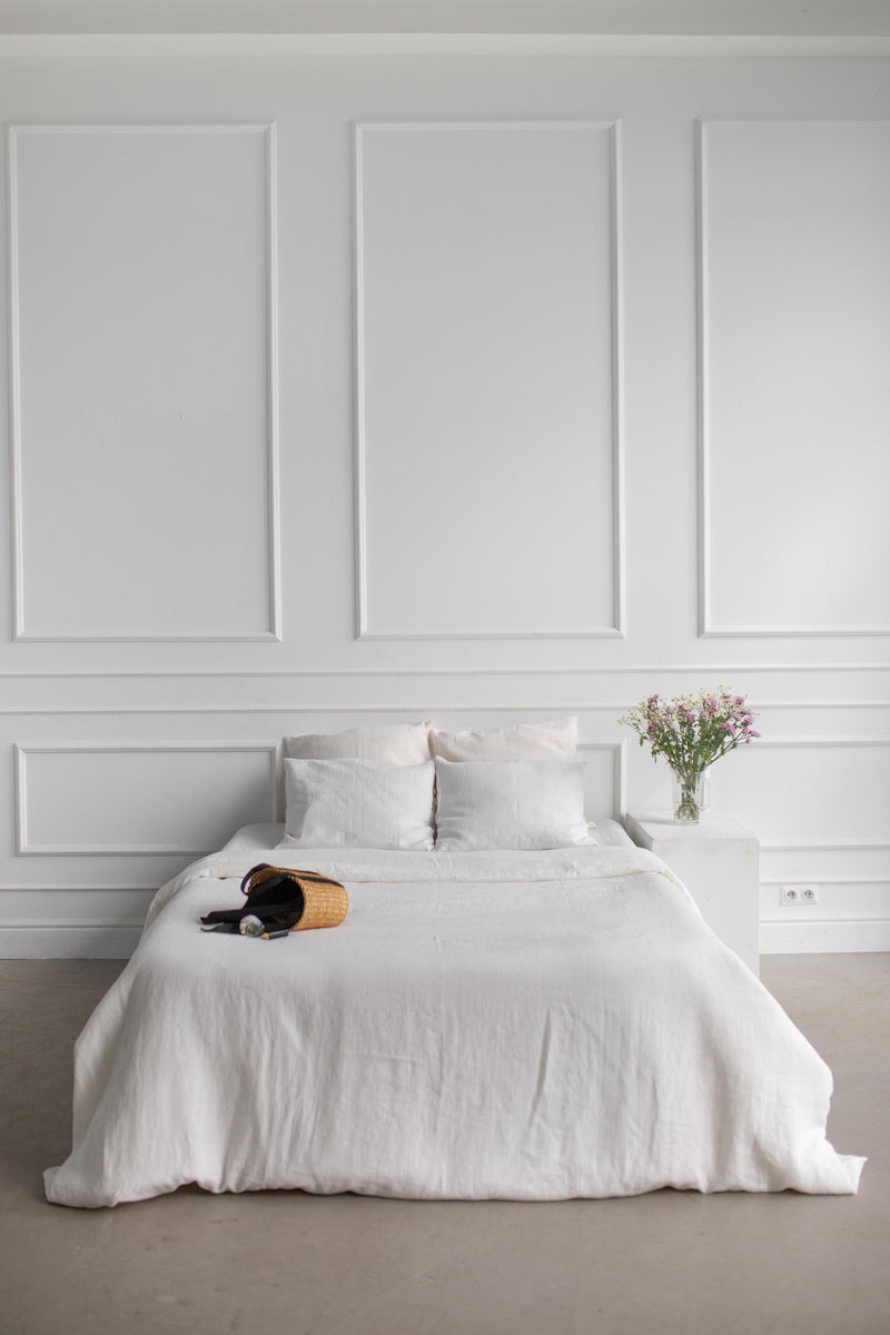 AmourLinen Linen bedding set in White