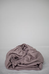 Immaculate Vegan - AmourLinen Linen fitted sheet in Rosy Brown