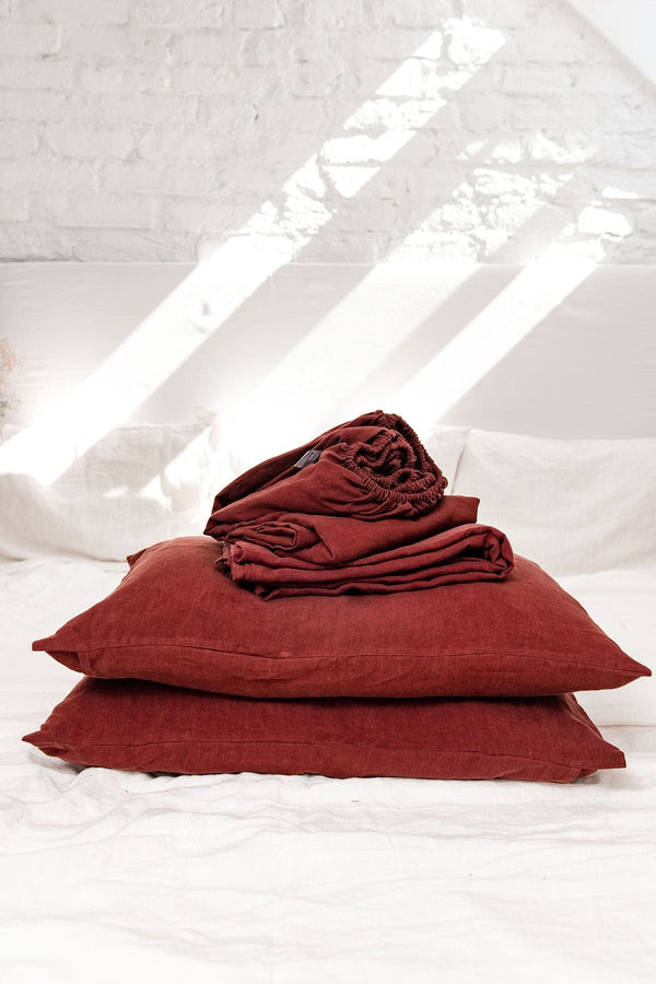 AmourLinen Linen sheets set in Terracotta