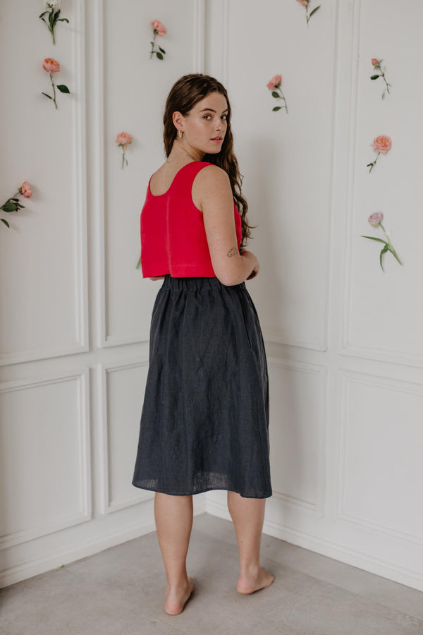 AmourLinen Linen skirt with buttons DAISY