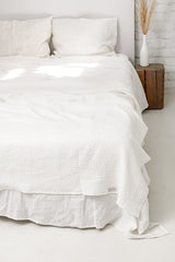 Immaculate Vegan - AmourLinen Linen waffle blanket in White