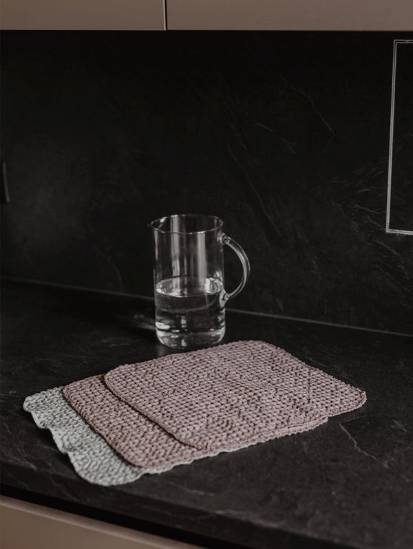 AmourLinen Linen waffle wash cloths (set of 3) Rosy Brown + Sage Green
