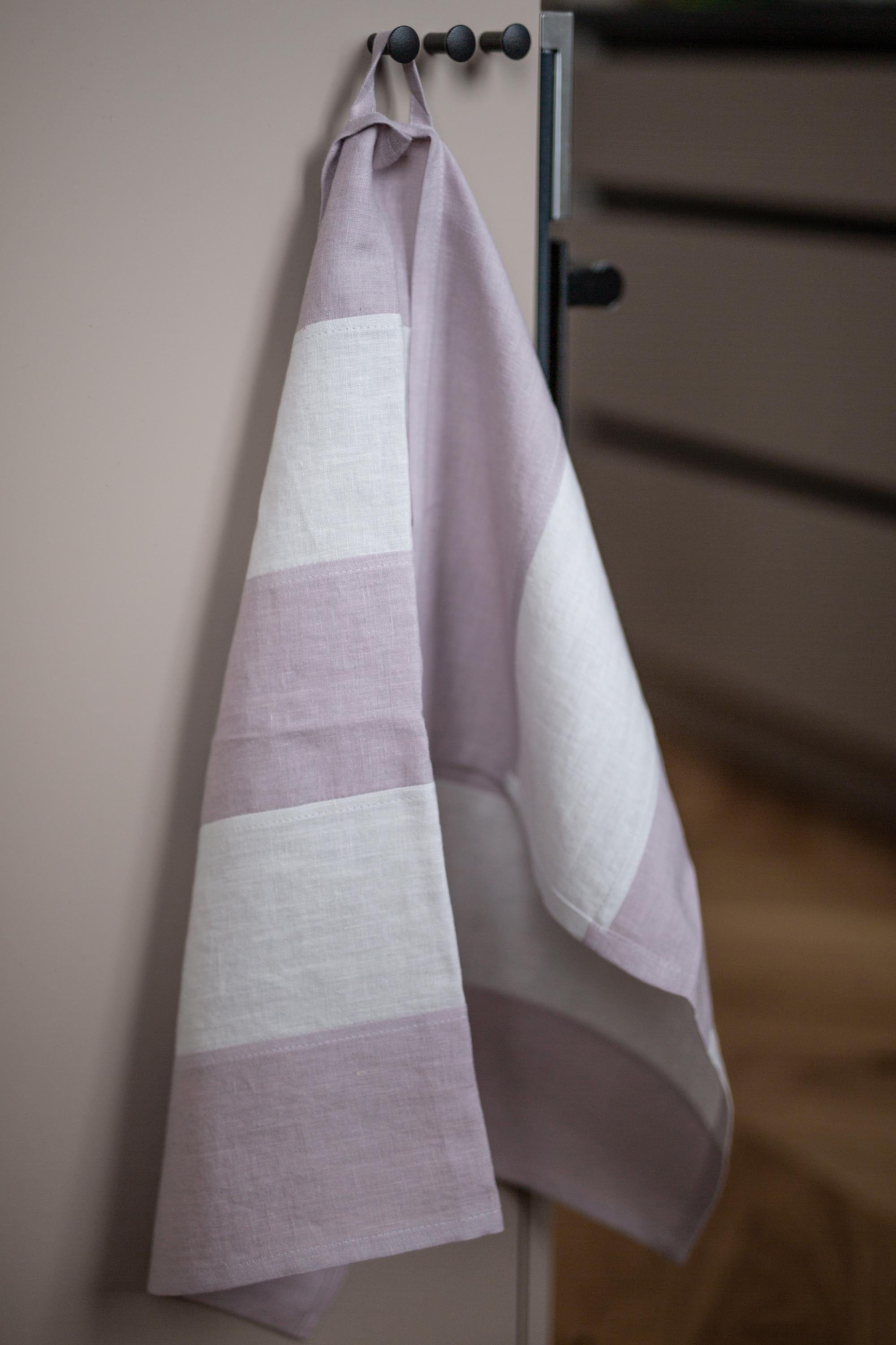 AmourLinen Striped linen tea towel