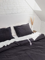 Immaculate Vegan - AmourLinen Linen sheets set in Charcoal US Cal.King DEEP + King pillowcases / Charcoal