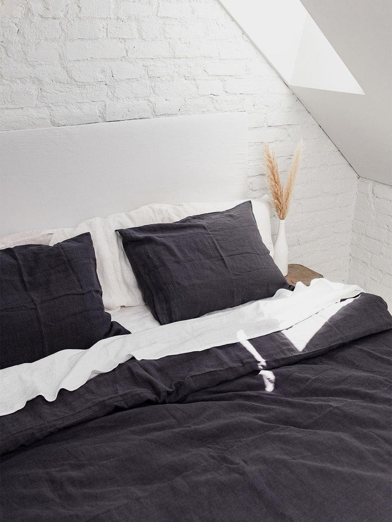 AmourLinen Linen sheets set in Charcoal US Cal.King DEEP + King pillowcases / Charcoal