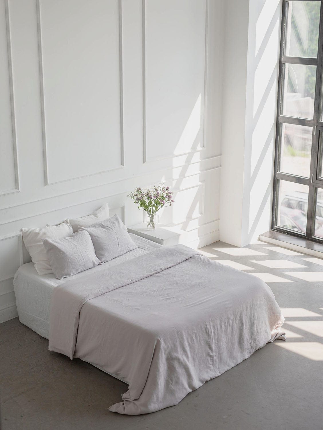 AmourLinen Linen bedding set in Cream US Double + Standart / Cream
