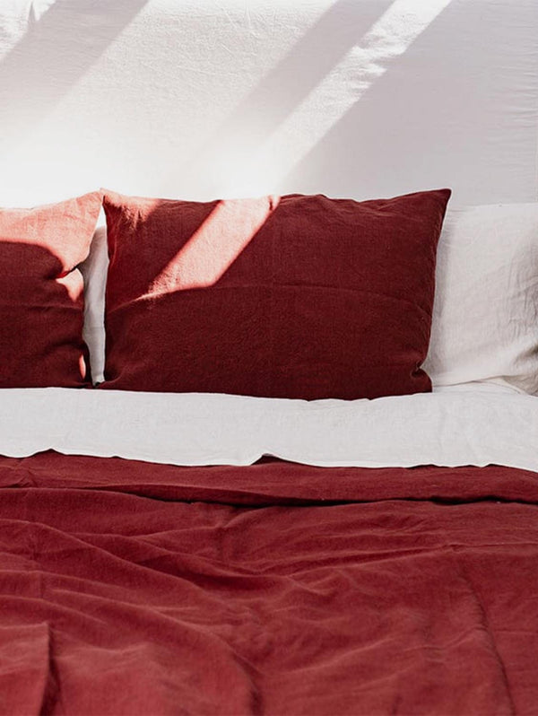 AmourLinen Linen sheets set in Terracotta US King + Standart pillowcases / Terracotta
