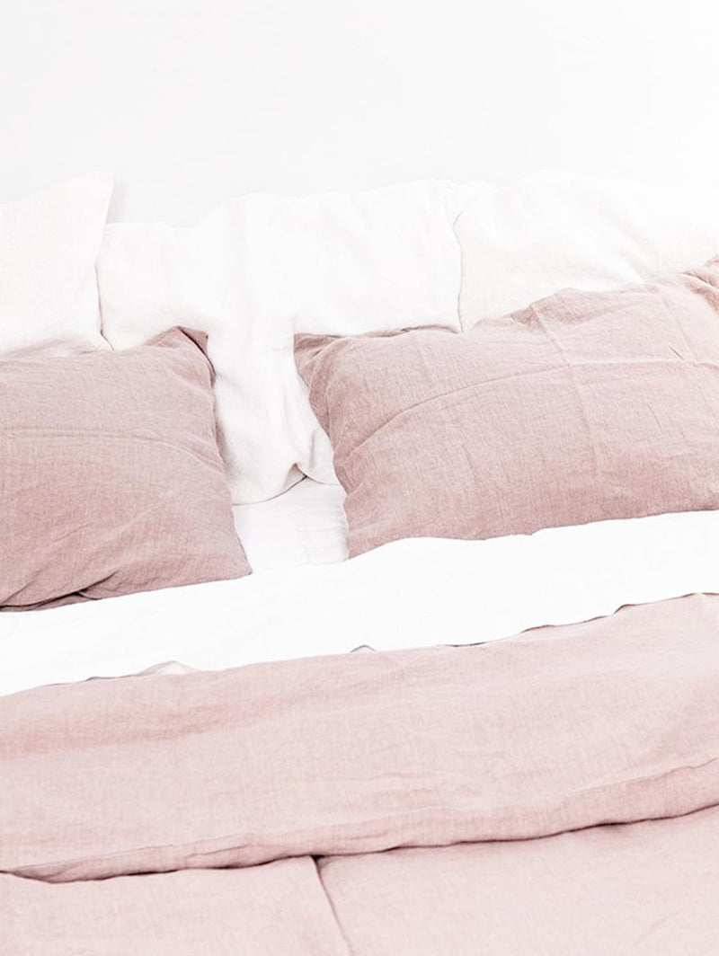 AmourLinen Linen sheets set in Rosy Brown US Queen DEEP + Standart pillowcases / Rosy Brown