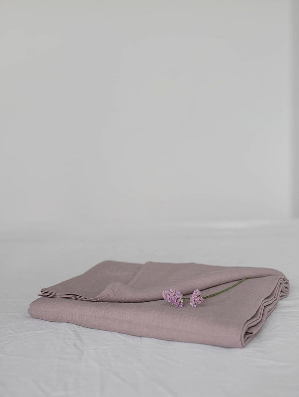 AmourLinen Linen flat sheet in Rosy Brown US Queen / Rosy Brown