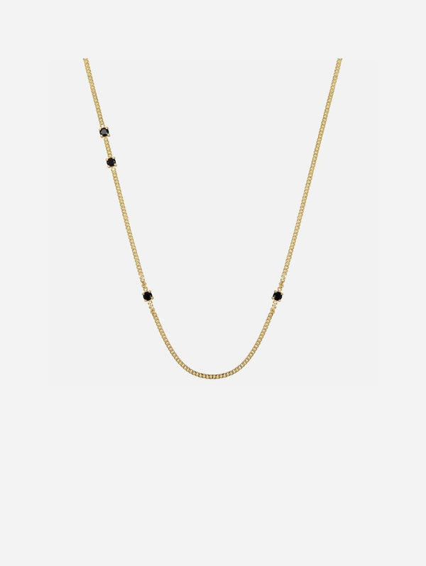 Ana Dyla Gemma Recycled 925 Sterling Silver Black Spinel Necklace | Gold Vermeil