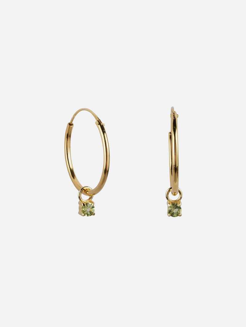 Ana Dyla Irem Recycled 925 Sterling Silver Peridot Hoop Earrings | Gold Vermeil
