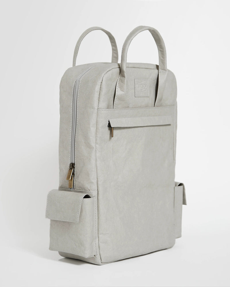 ARGOT Verlan Vegan Leather Wood Backpack | Silver