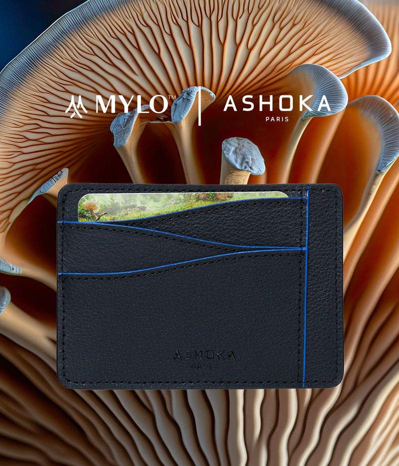 ASHOKA Paris Grand porte-cartes en champignon Mylo™️ bleu