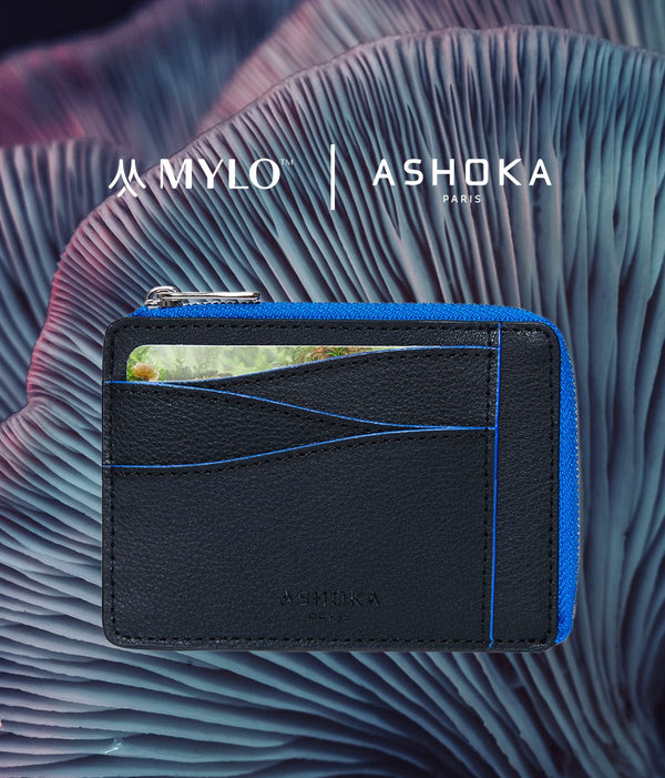 ASHOKA Paris Grand porte-cartes en champignon zippé Mylo™️ bleu
