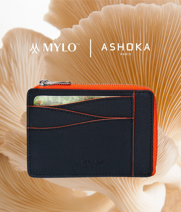 ASHOKA Paris Grand porte-cartes en champignon zippé Mylo™️ orange