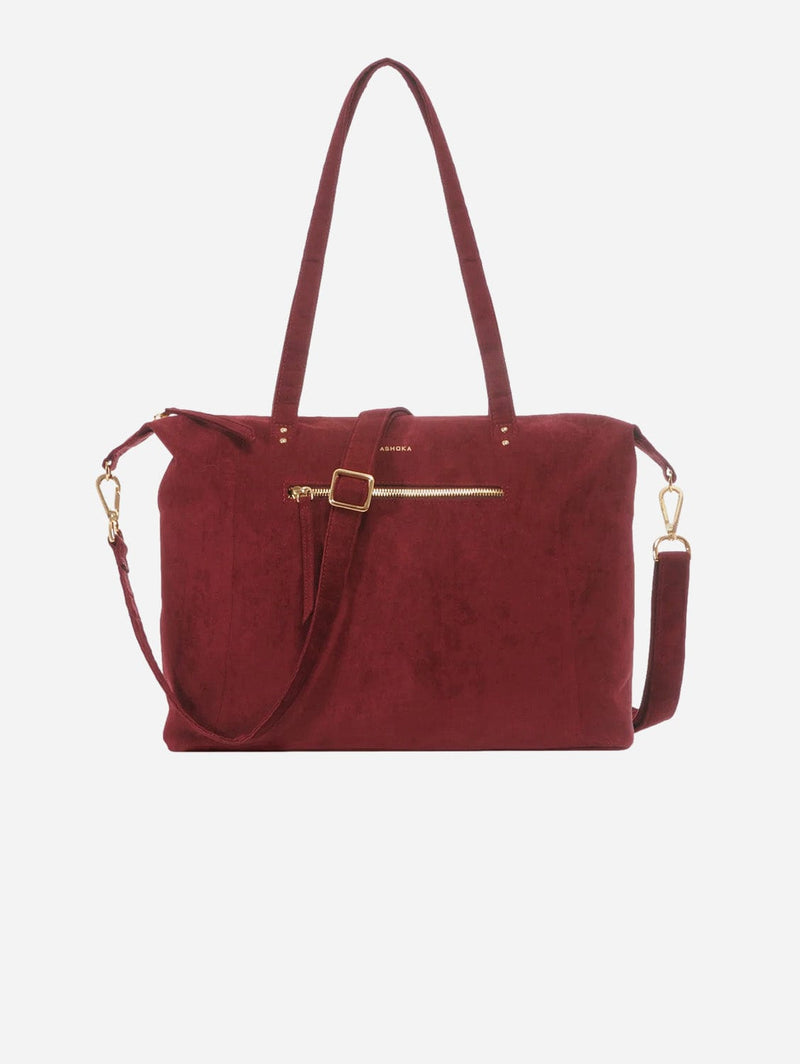 ASHOKA Paris Mia Vegan Suede Tote Bag | Burgundy