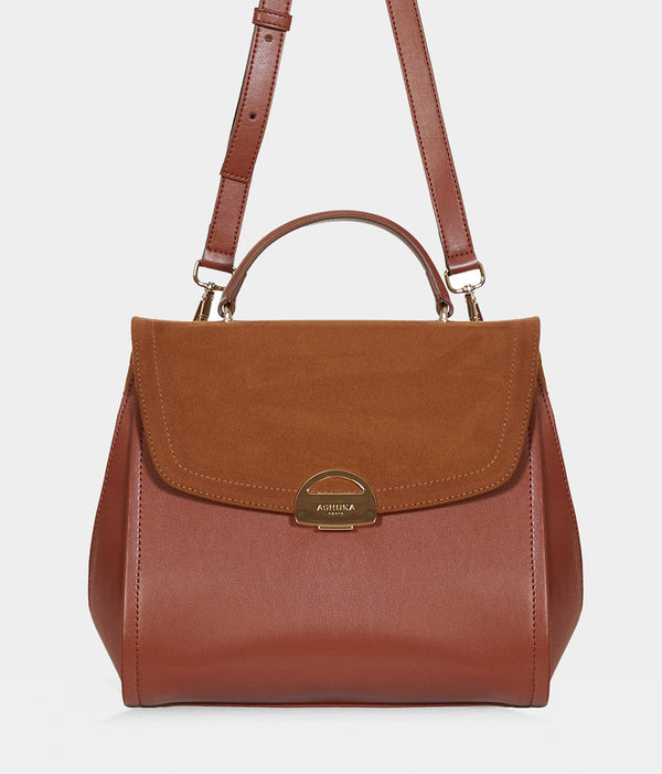 ASHOKA Paris Paname Oxymore Apple Leather & Microsuede Vegan Handbag | Camel