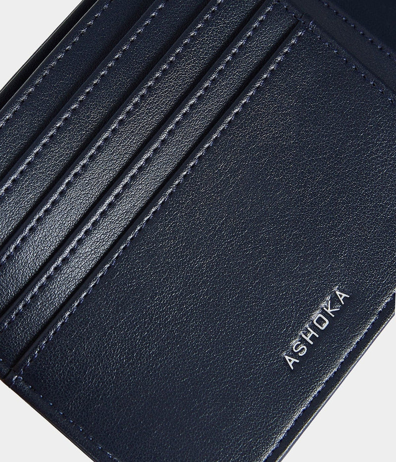 ASHOKA Paris Portefeuille homme Apple Skin Bleu marine