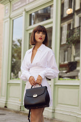 Immaculate Vegan - ASHOKA Paris Sac à main Paname full Apple Skin noir
