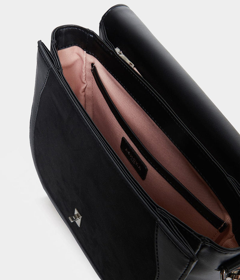 ASHOKA Paris Sac Marilyn Apple Skin & simili daim recyclé noir
