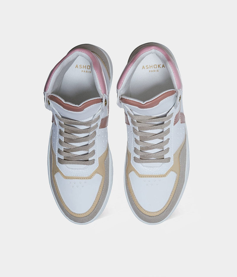 ASHOKA Paris Sneaker Matéo montante biosourcée & recyclée trio rose