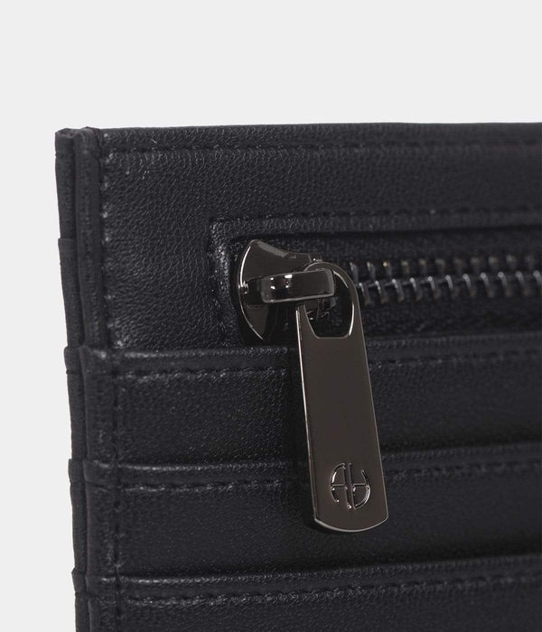 ASHOKA Paris Zipped Apple Skin Vegan Leather Card Holder | Black