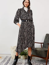 Immaculate Vegan - Baukjen Ada FSC Viscose Shirt Dress 18 (UK Size 18) / Black Paisley Print