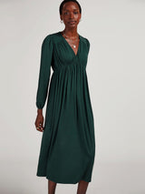 Baukjen Brooke LENZING™ ECOVERO™ V-Neck Midi Dress | Dark Cedar Dark Cedar / UK14 / EU42 / US10