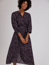 Immaculate Vegan - Baukjen Harper LENZING™ ECOVERO™ Leopard Print Midi Shirt Dress | Dark Cherry