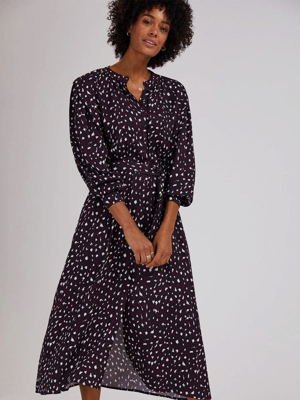 Baukjen Harper LENZING™ ECOVERO™ Leopard Print Midi Shirt Dress | Dark Cherry