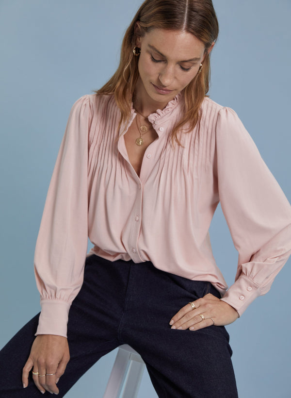 Baukjen Imken LENZING™ ECOVERO™ Jersey Pintuck Blouse | Powder Pink