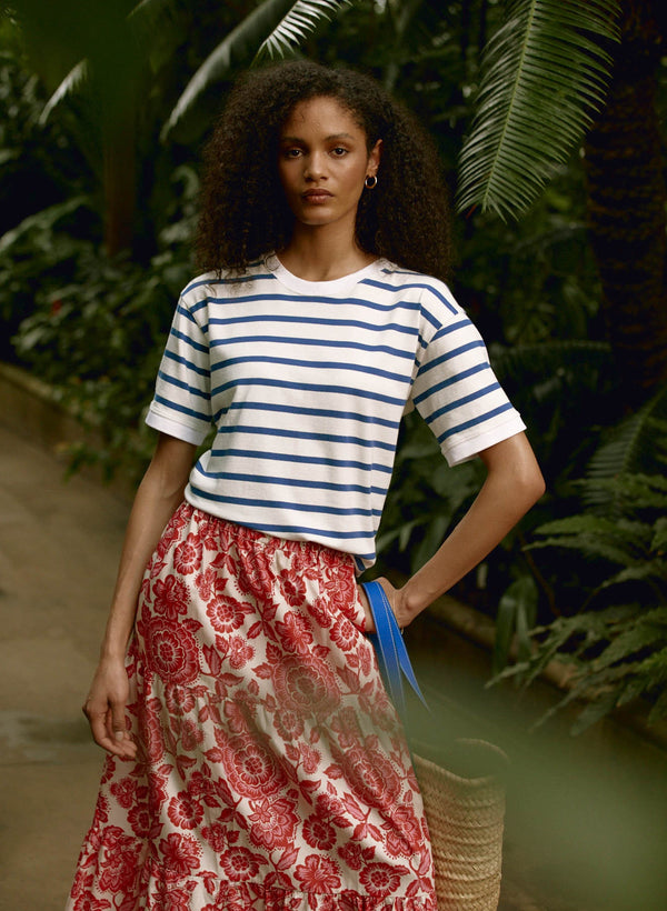 Baukjen Isaaca Florence Print Organic Cotton Maxi Skirt | Strawberry