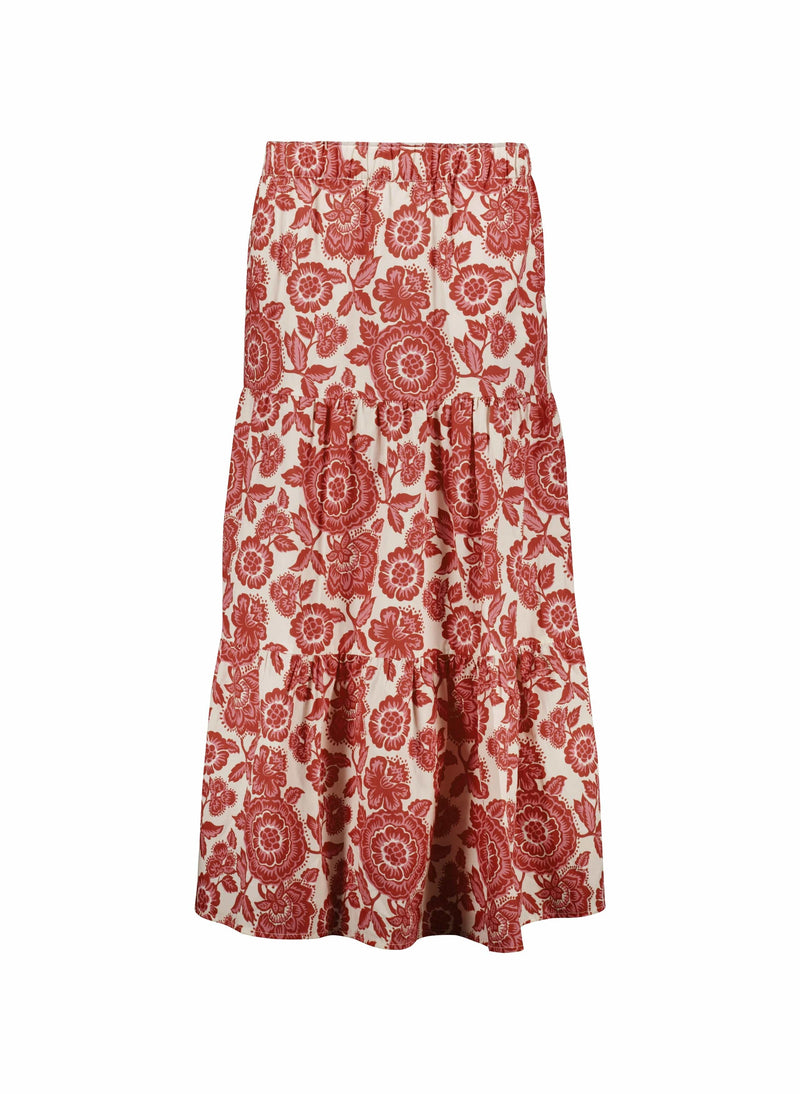 Baukjen Isaaca Florence Print Organic Cotton Maxi Skirt | Strawberry
