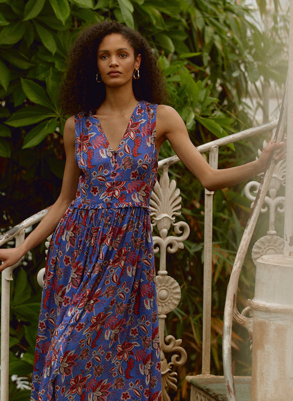 Baukjen Jayla Floral Print LENZING™ ECOVERO™ Dress | Blue Verona