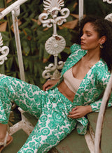 Baukjen Montserrat Organic Cotton Floral Trousers | Green Florence Print
