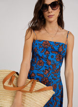 Immaculate Vegan - Baukjen Tammy Floral Print Organic Cotton Poplin Midi Dress | Blue