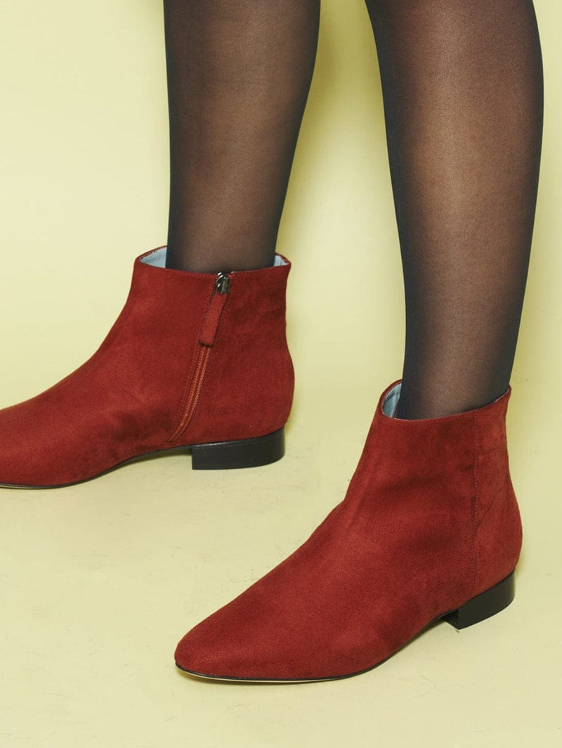 BLOOM Chiara Vegan Suede Flat Ankle Boots | Rust