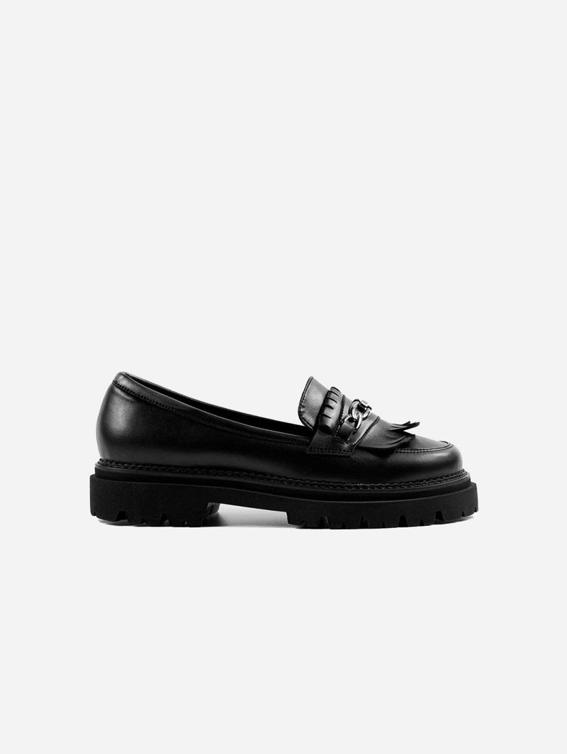 Bohema Chunky Women's Grape Leather Vegan Loafers Black