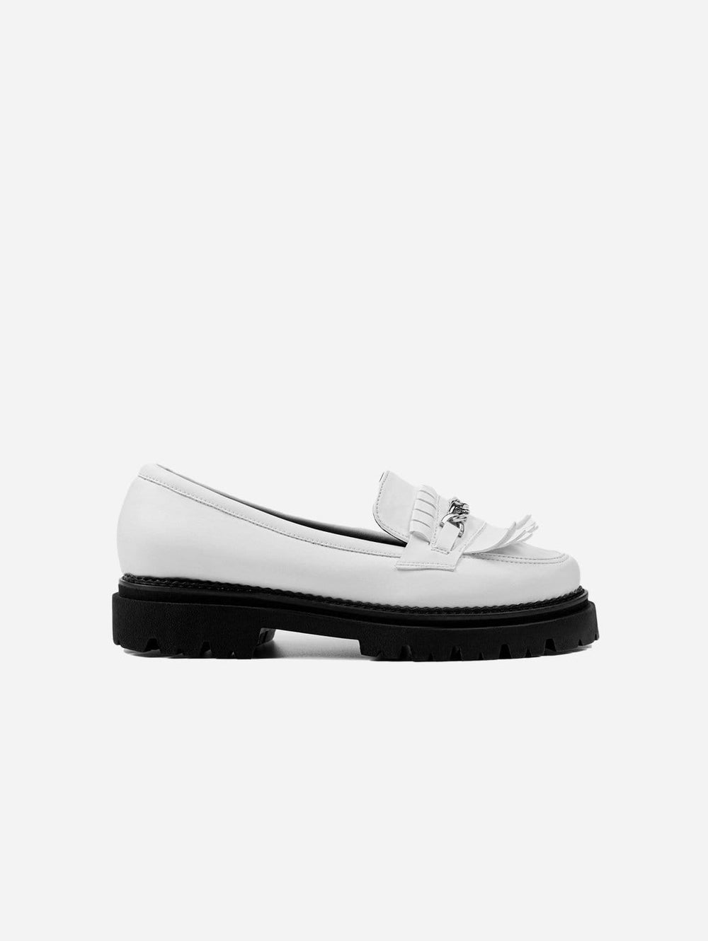 Bohema - Chunky Grape Leather Vegan Loafers | White