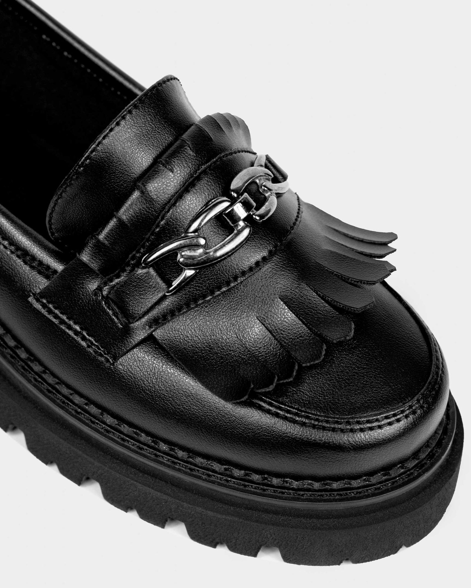 Bohema - Chunky Grape Leather Vegan Loafers | Black
