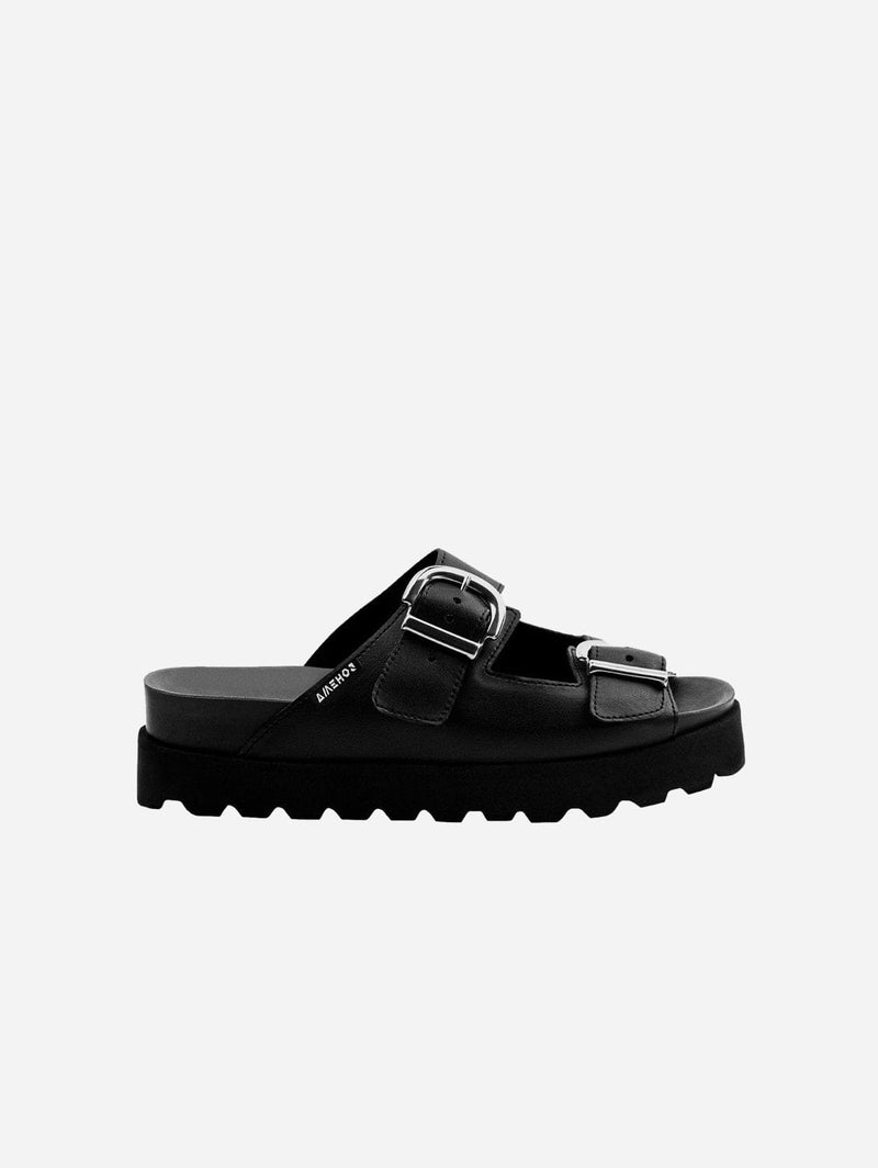 Bohema Desserto® Cactus Leather Vegan Buckle Slides | Black