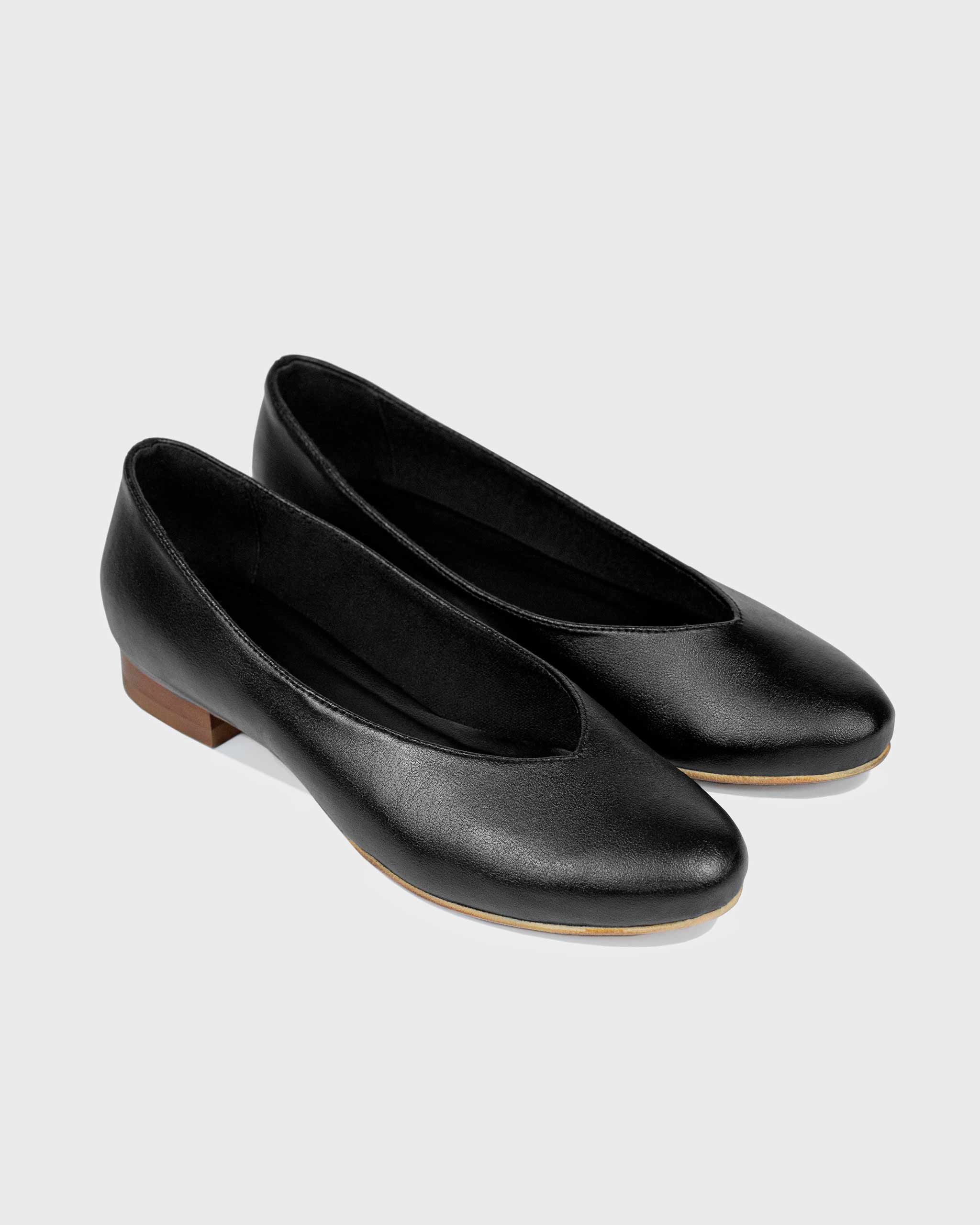 Desserto® Cactus Leather Vegan Ballerina Pumps | Black – Immaculate Vegan