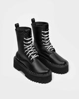 Immaculate Vegan - Bohema Worker Monster Black cactus leather boots