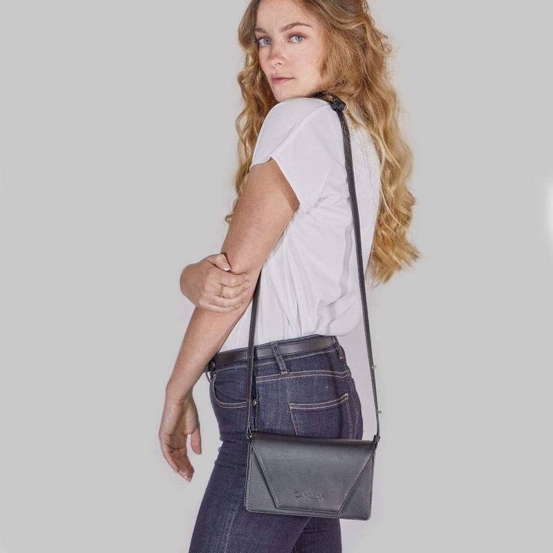 Canussa Hybrid Versatile Vegan Leather Crossbody Bag | Black