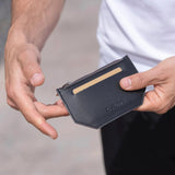 Immaculate Vegan - Canussa Minimal Vegan Leather Card Holder | Black & Grey