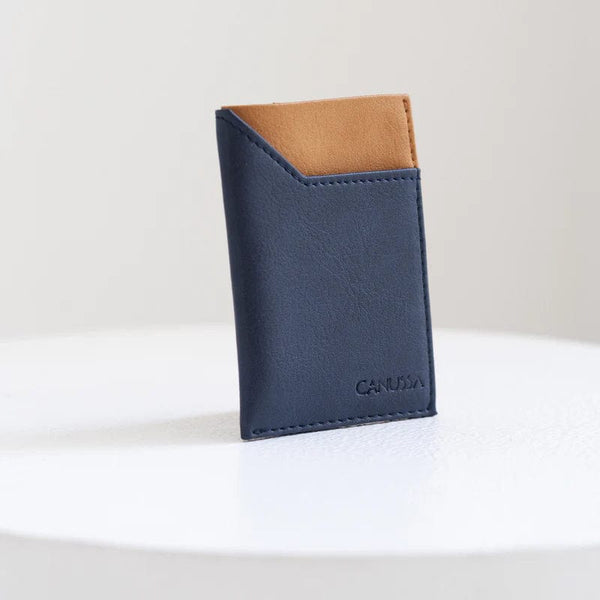 Canussa Slim Vegan Leather Cardholder | Blue & Camel