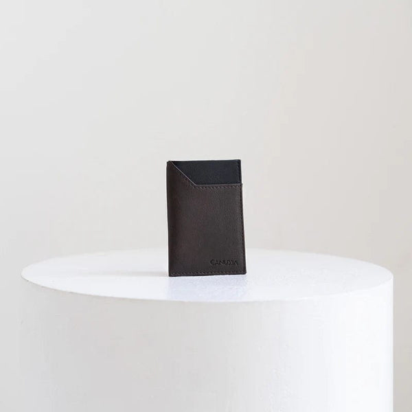 Canussa Slim Vegan Leather Cardholder | Brown & Black