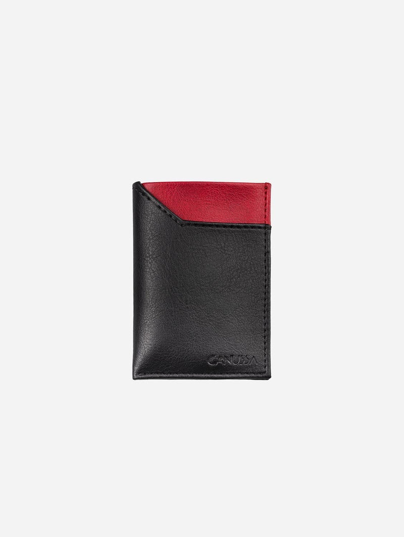 Canussa Slim Vegan Leather Wallet | Black & Red