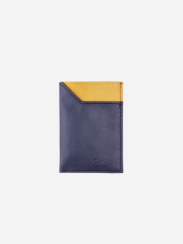 Canussa Slim Vegan Leather Wallet | Blue & Camel